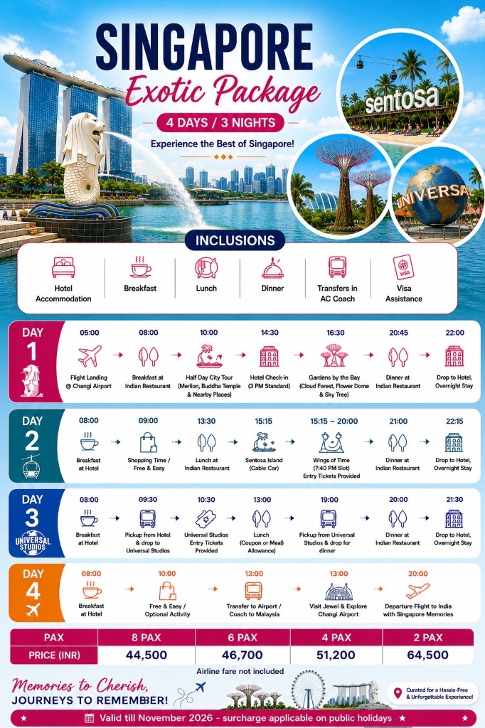 Singapore Exotic Package Rates and Itinerary